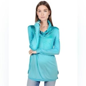 Neon Buddha Teal Green Cowlneck Tunic Hoodie